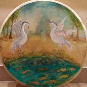 White Heron Art Drum