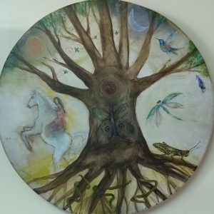 Horse and Tree Art Drum